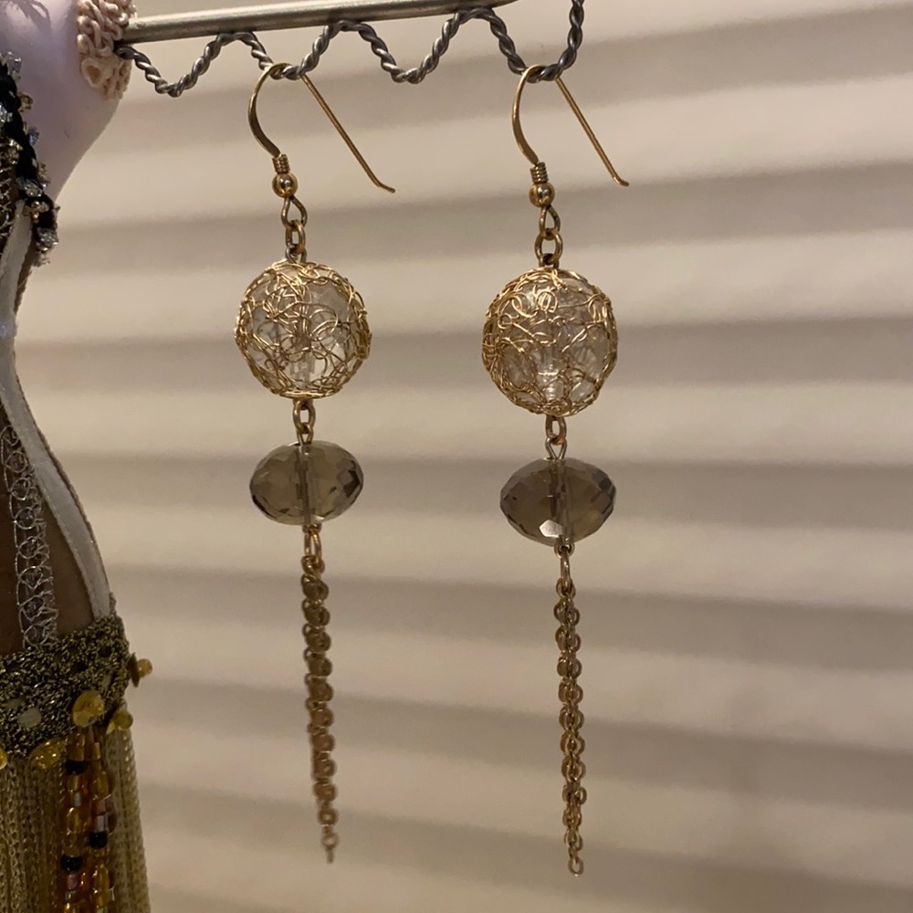 Gold hanging earrings
